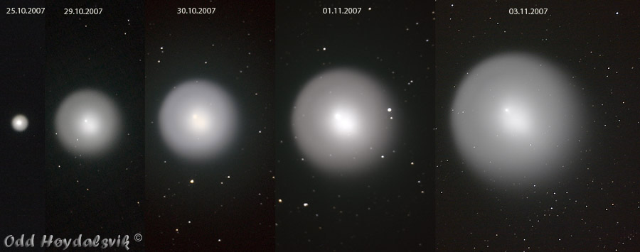 Growth of Comet 17P/Holmes